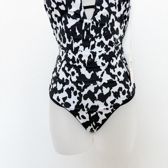 Maaji Reversible Cow Print One‎ Piece Swimsuit Black White Sz Medium Western NWT - Picture 3 of 10